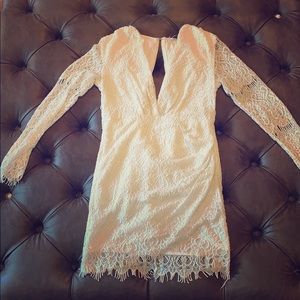 LS Lacey white mini dress with wrap style skirt